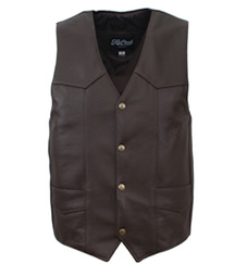 Fox Creek Mens Cowhide Brown Classic Vest- Biker King