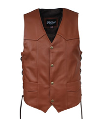 Fox Creek Men's Cowhide Tobacco Laced Classic Vest- Biker King