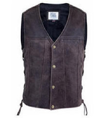 Fox Creek Distressed Leather Vest- Biker King